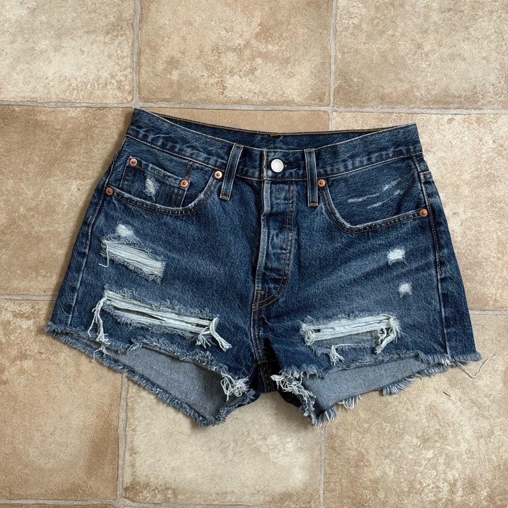 Distressed Denim Levi Strauss Shorts
